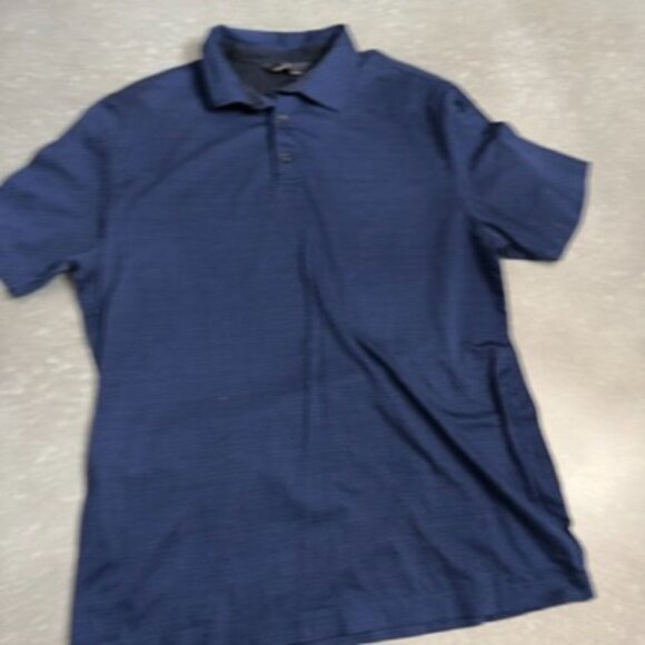 Hart Schaffner Marx Navy Blue Geometric Polo Shirt - Size Large - Picture 3 of 8